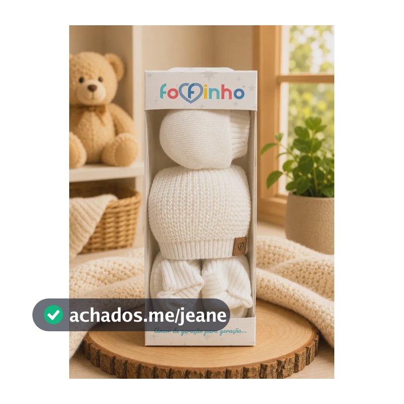Kit Touca Luva Sapatinho Bebê Recém Nascido Enxoval Tricô Branco Rn