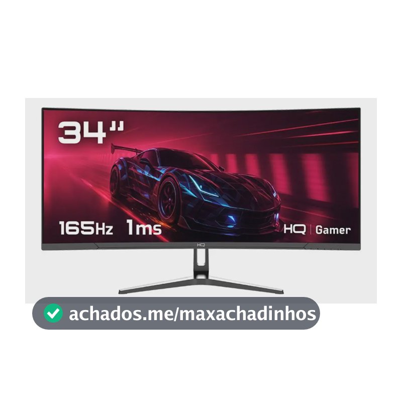 Monitor Gamer 34" Curvo 1ms, 165Hz, UltraWide (QHD) - 3440x1440 AMD FreeSync, HDMI, DP, HQ Premium HQ34C16