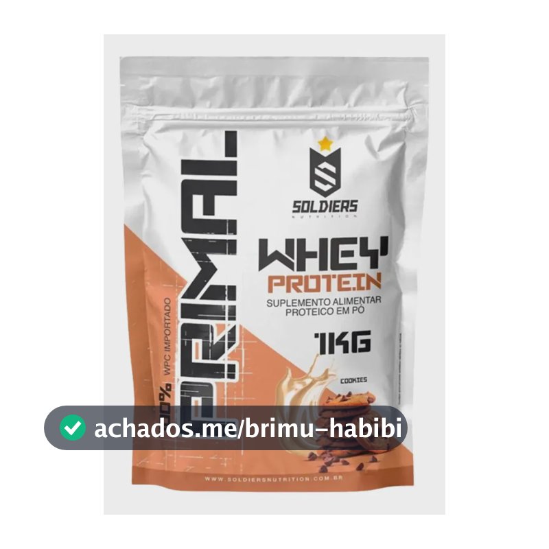 Whey Protein Primal 1kg Sabor Cookies Soldiers Nutrition Pós Treino Recuperação Suplemento Proteína