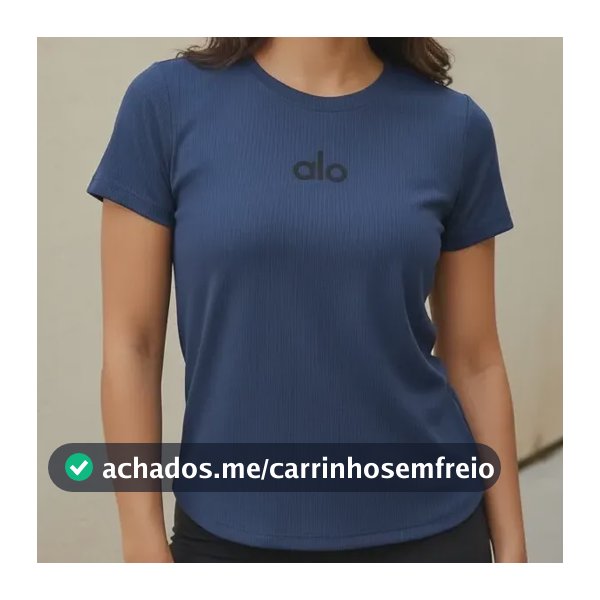 Camisa Feminina Blusa Dry Fit Fitness Proteção Uv Academia Marinho Alo Xg