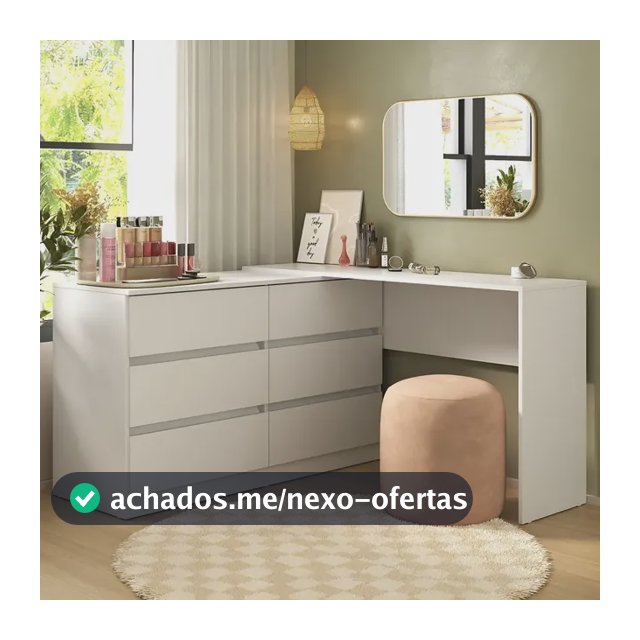 Penteadeira de Canto 120cm 6 Gavetas Flex Multimóveis MP4404 Branco