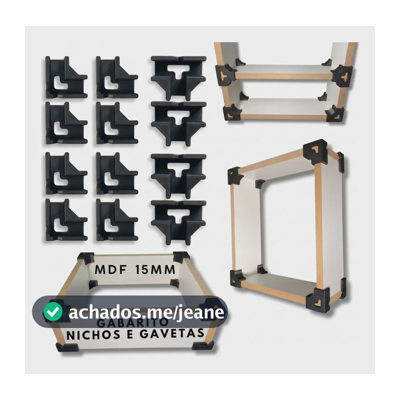 Kit Gabaritos 15mm Mdf Montagem De Nichos Moveis Caixas 8 De Canto + 4 T