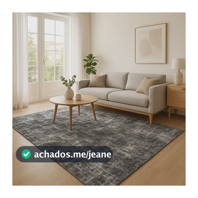 Tapete Sala Quarto Jacquard Grande 200x150 Algodão Antiderrapante Cinza Encantalar