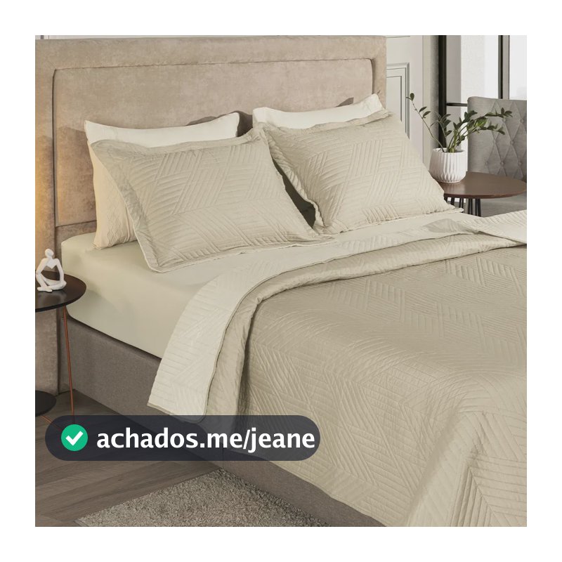 Kit Cobre Leito Colcha Queen 3 Peças Boutis Lisas Dupla Face Porta Travesseiro Aba Americana Oslo Areia
