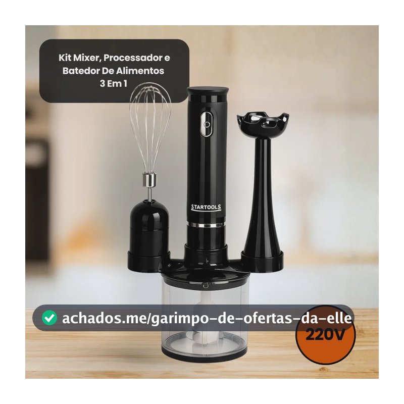 Kit Multiprocessador Batedeira Mixer Multifuncional 3 Em 1