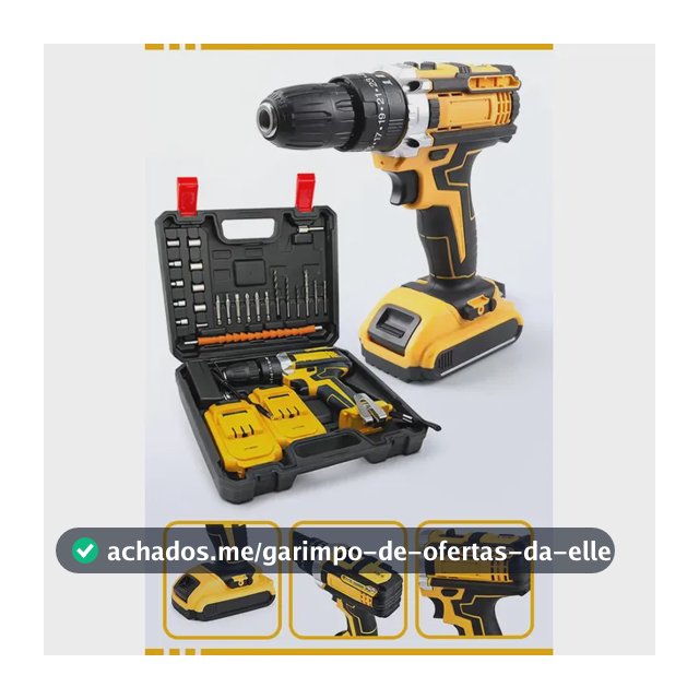 Furadeira Parafusadeira De Impacto a Bateria Sem Fio Com 2 Baterias Recarregável e Maleta de Acessórios Multifuncional Com Luz De Led Mackie Ferramentas