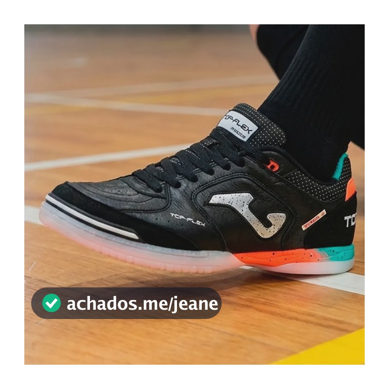 Chuteira Futsal Joma Top Flex It Couro Adulto Preto/laranja 41 Br