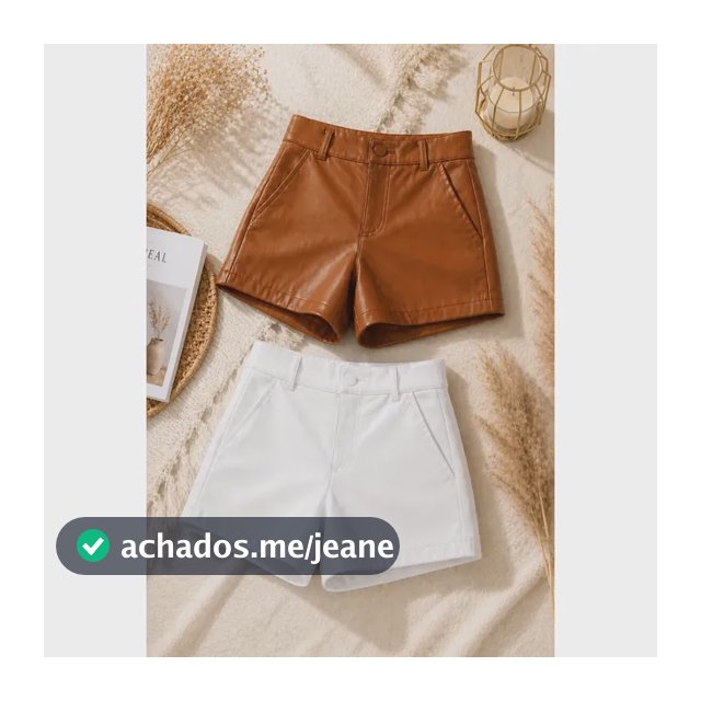 Kit Com 2 Shorts Feminino Couro Fake Cintura Alta Premium