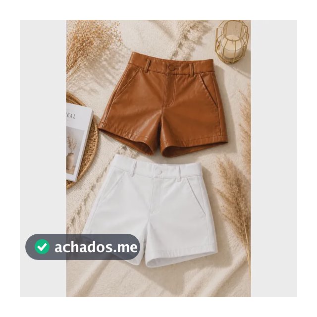 Kit Com 2 Shorts Feminino Couro Fake Cintura Alta Premium
