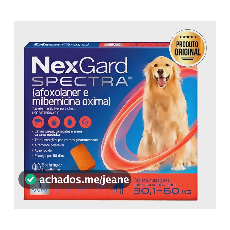 Nexgard Spectra 30,1 A 60kg Antipulgas Carrapatos - 1 Tablet Vermelho