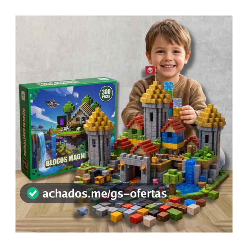Kit 300 Blocos Magnéticos Brinquedo Infantil Montar Construção Educativo Imã Empilhamento Cuphead