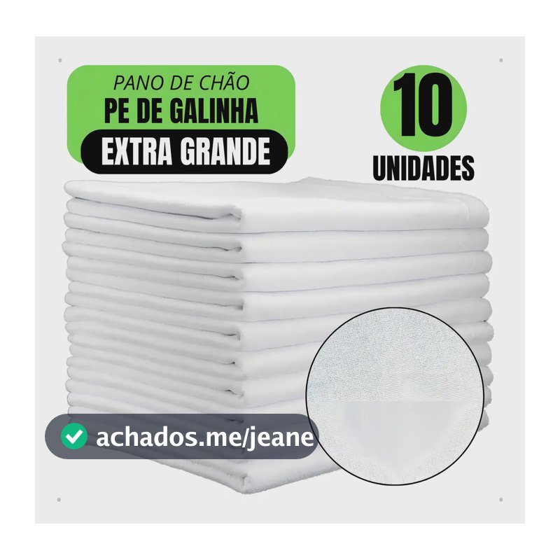 Pano De Chão Ditap Mix Branco Grande Grosso Saco Duplo Atacado Kit 10 Un - 45 cm - 70 cm