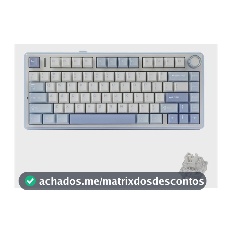 Teclado Aula F75 Sem Fio Mecânico Tri Mode Hot Swap Cor de teclado Azul Sal Marinho Idioma Inglês US