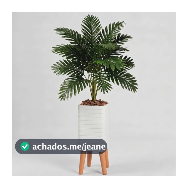 Planta Artificial Coqueiro Grande 110cm + Vaso Enfeite Sala Verde