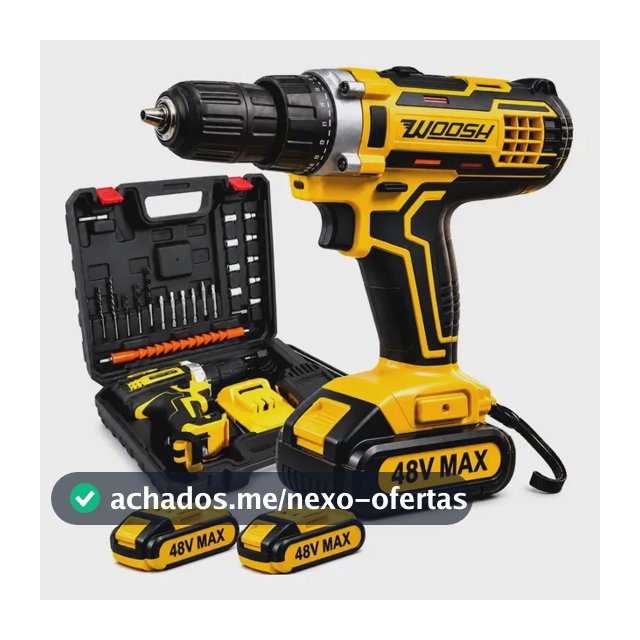 Parafusadeira Furadeira Impacto Sem Fio 2 Baterias Recarregável 48v Bivolt Velocidade Ajustavel Com Travas Mandril Resistente Woosh