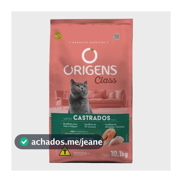 Ração Origens Class Gatos Castrados Salmão E Frango 10 Kg