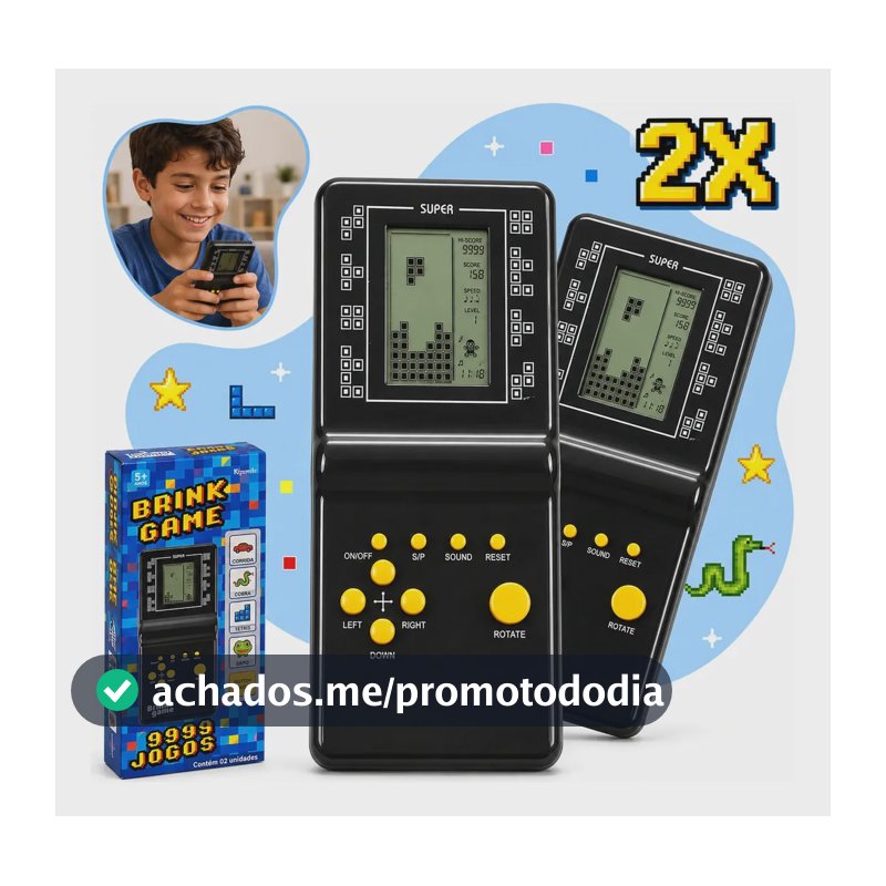 KIT 2 Mini Video Games Portáteis 9999 Em 1 Retrô Clássico Tela LCD Brinquedo Retrô Infantil E Adulto game Portátil Kizumba