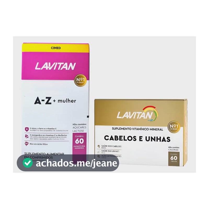 Kit Mulher Lavitan A-z Mulher + Hair Cabelos E Unhas 120 Uni Sem Sabor