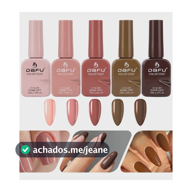 Kit 5 Esmaltes Em Gel Tons Marrom Nude Unhas Seca Cabine Uv Tons Marrom Nude