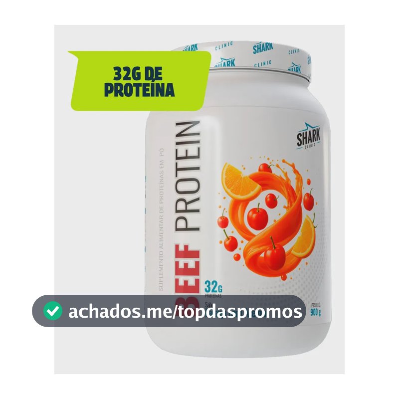Proteína bovina isolada Shark Pro Whey Beef Zero Lac 900G em pó sabor Laranja com acerola x 900g