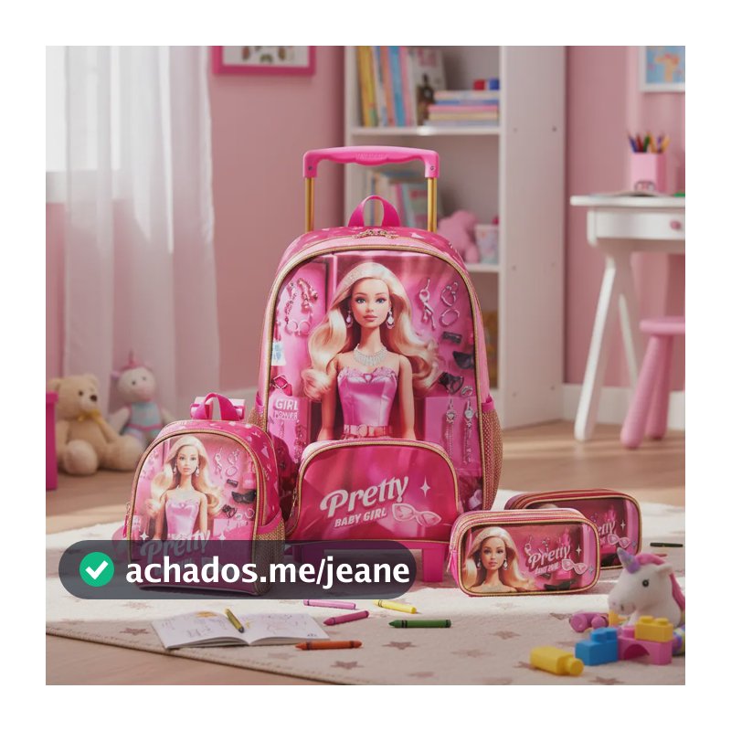 Kit Mochila Infantil C Rodinhas + Lancheira Estojo Fuseco Rosa 2 Kit Escolar Infantil Mochila Lancheira Estojo Com Rodinhas