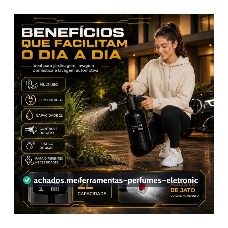 Pulverizador Manual 2 L Snow Foam Profissional Com 3 Bicos para Espuma Ativa