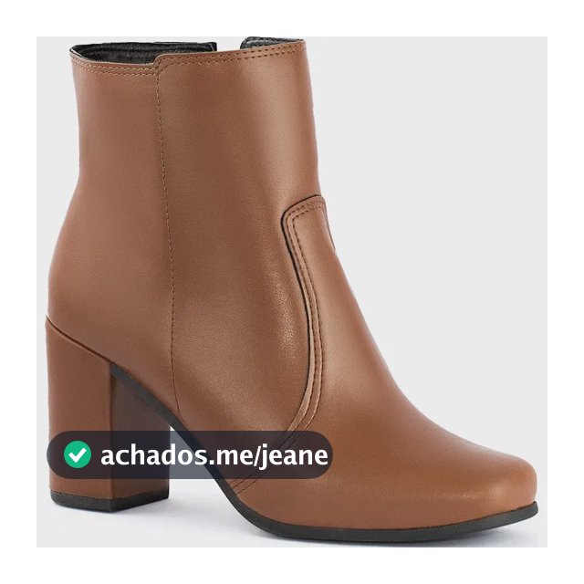 Bota Cano Curto Salto Alto Grosso Bico Quadrado Confortável