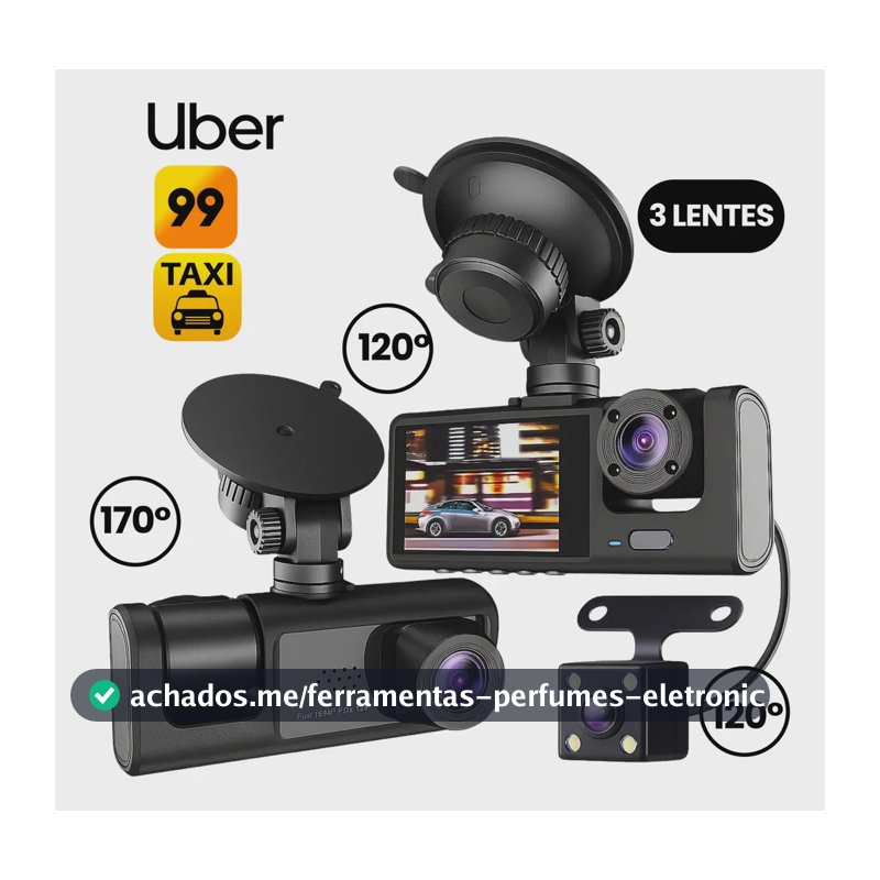 3 Câmera Wifi Automotiva Veicular Carro Com Hd Noturna 1080p Icarbonx