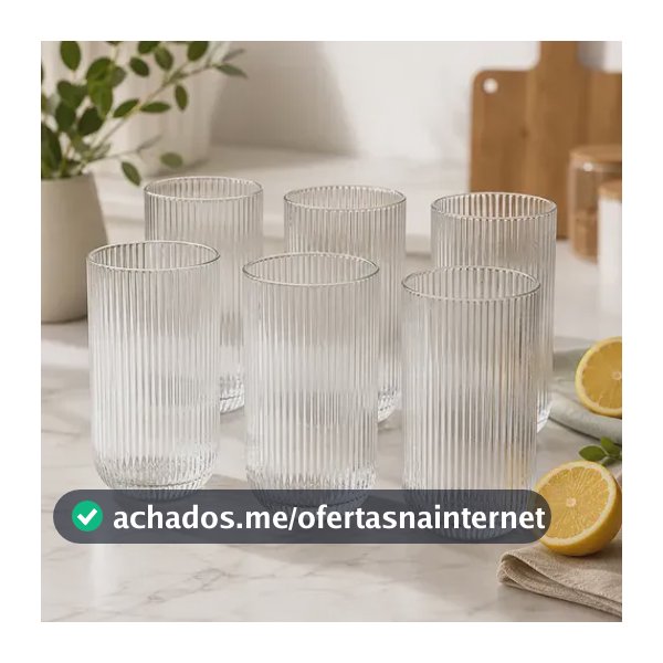 Jogo Copos Canelado Versalhes Clear Grande 450ml Com 6 Ou 12 Transparente