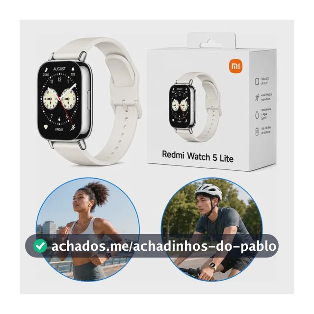 Relógio Smartwatch Redmi Watch 5 Active Lite Xiaomi Branco Gold Prateado