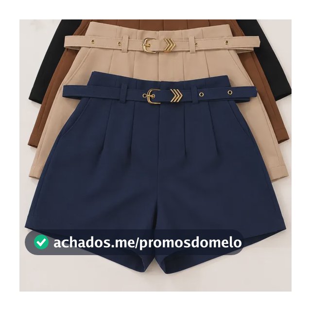 Kit 4 Short Feminino Social Cintura Alta P M G Gg Preto-marrom-bege-azulmarinho Liso Gg