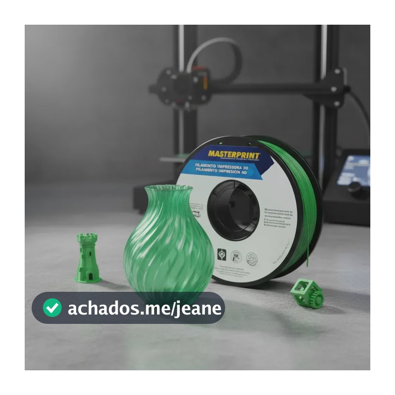 Filamento De Impressora 3d Petg 1,75mm 1kg Masterprint Verde Translucido