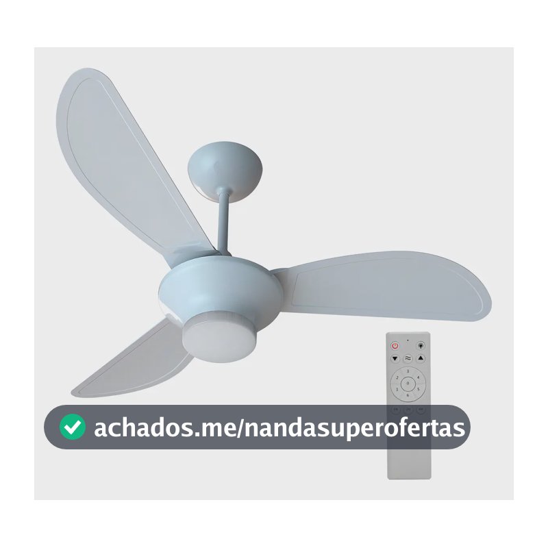 Ventilador De Teto Inverter Mistral Led 3 Pás Com Controle Remoto Ventisol Branco