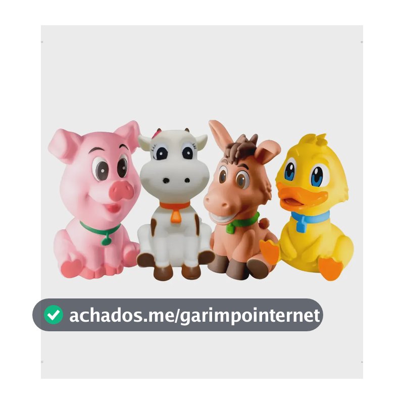 Kit Mordedores Para Bebê Brinquedo 4 Unidades De Vinil Macio Colorido Animais Da Fazenda
