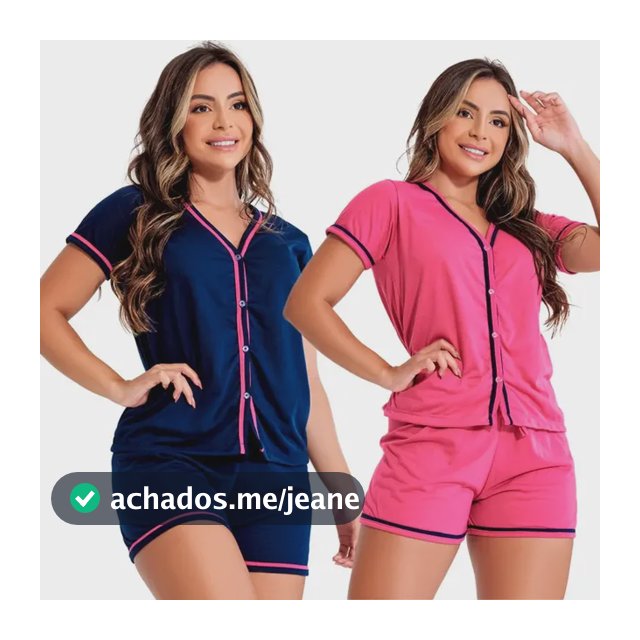 Kit 2 Pijama Curto Americano Blogueirinha Amamentação Botões