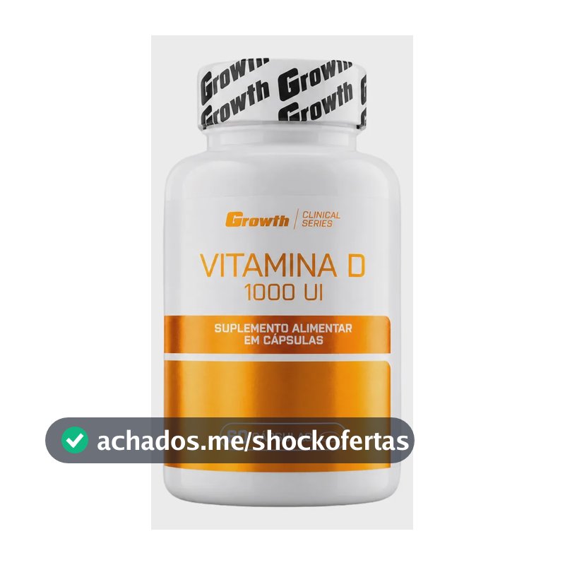 Vitamina D 1000ui 60 Caps Growth Supplements - Sem Sabor Sem Sabor