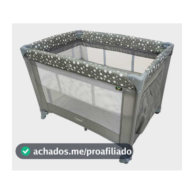 Berço Portátil Infantil Cercado Desmontável Lune Maxi Baby - CINZA