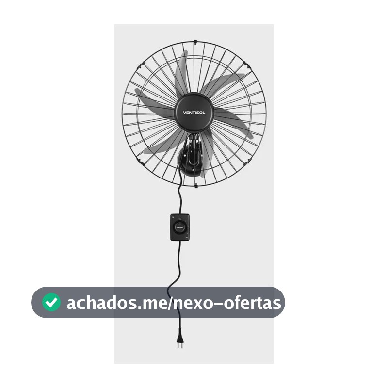 Ventilador oscilante de parede ventisol Steel 6 pás 50cm preto