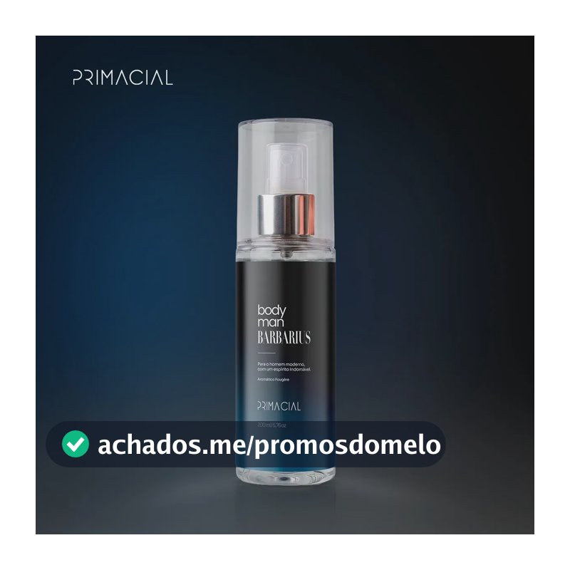 BODY SPLASH MASCULINO BARBARIUS 200ML - PRIMACIAL PERFUME AMADEIRADO