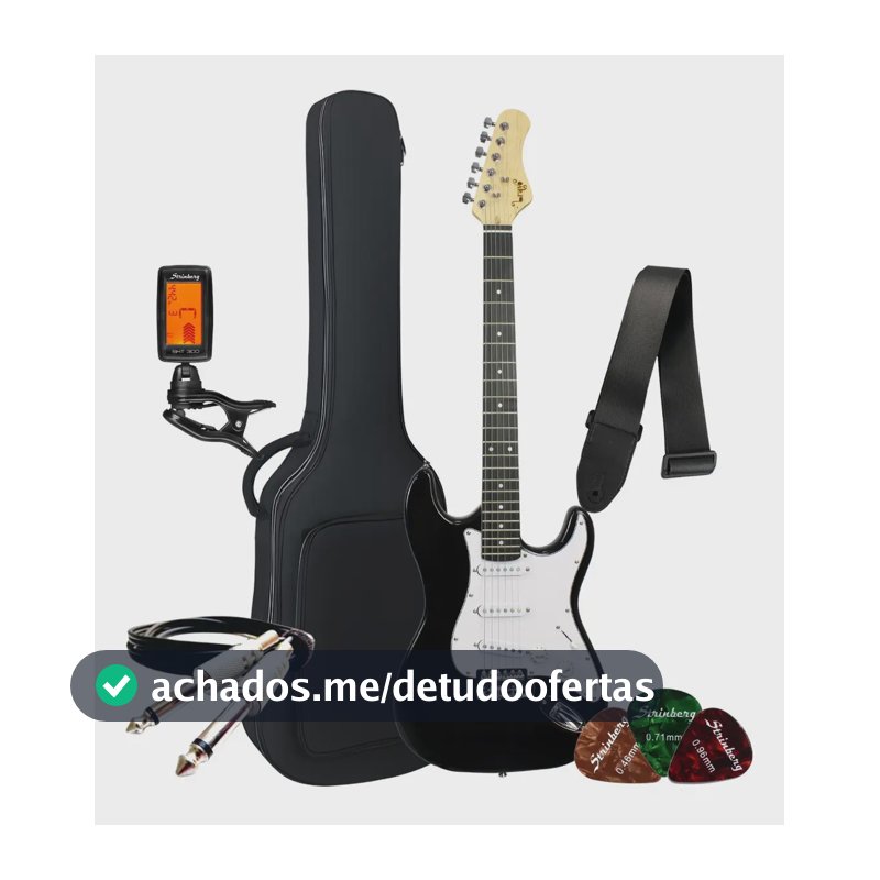 Kit Guitarra Stratocaster Iniciante Estudante Bravo Music Beg100 Elétrica Com Acessórios Orientação Da Mão Destro Cor Black