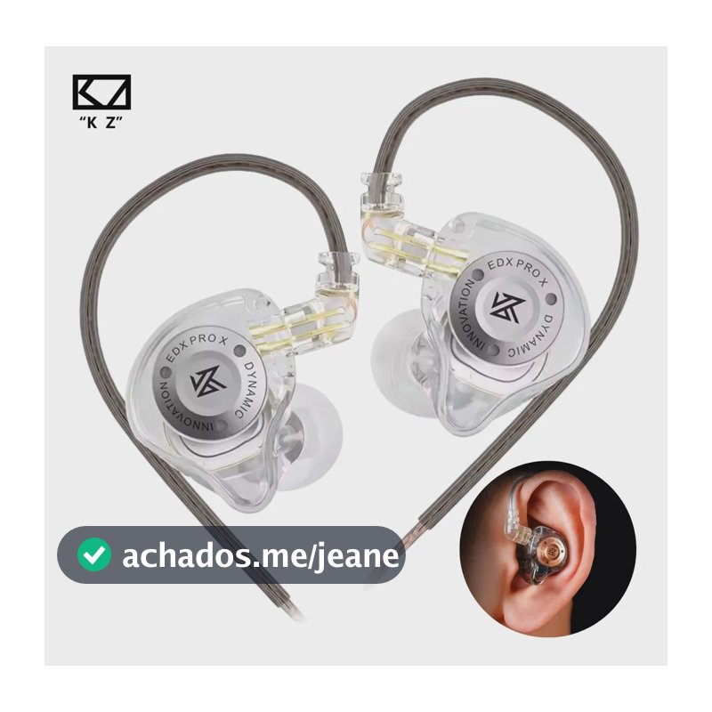 Fone De Ouvido Retorno Kz Edx Pro X Sem Microfone Cor Transparente