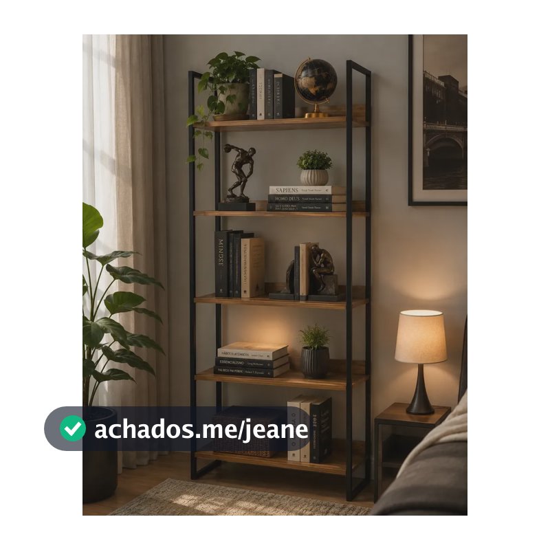 Estante Multiuso Industrial 5 Prateleiras Organizador Sala Laminado Com Preto