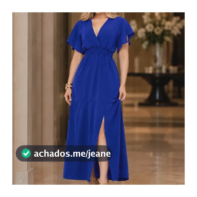 Vestido Longo Feminino Elegante Duna Fenda Lateral Festa