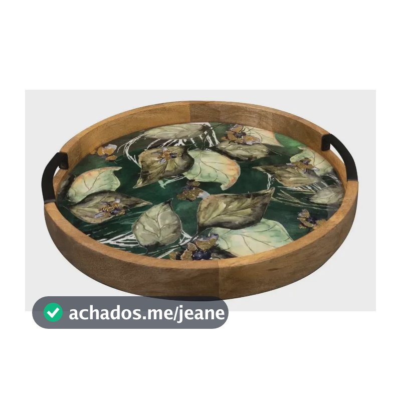 Bandeja Decorativa Madeira Linha Lammie Bee Green 35cm