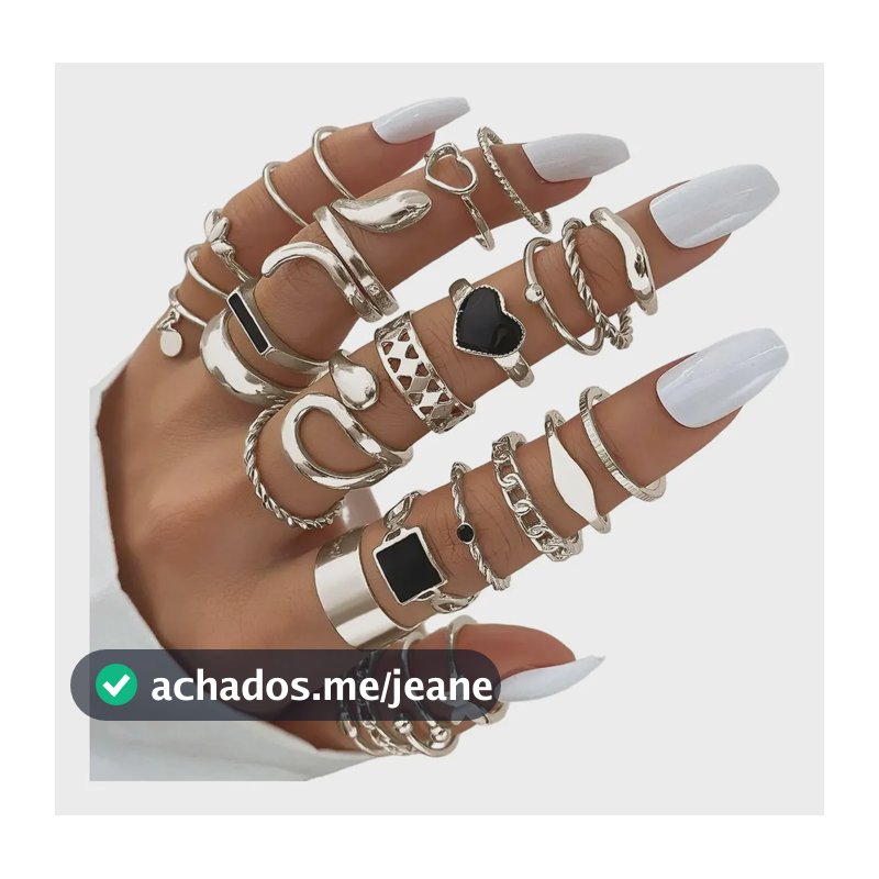 Kit Anel Metal Sortidos Prata Ajustável