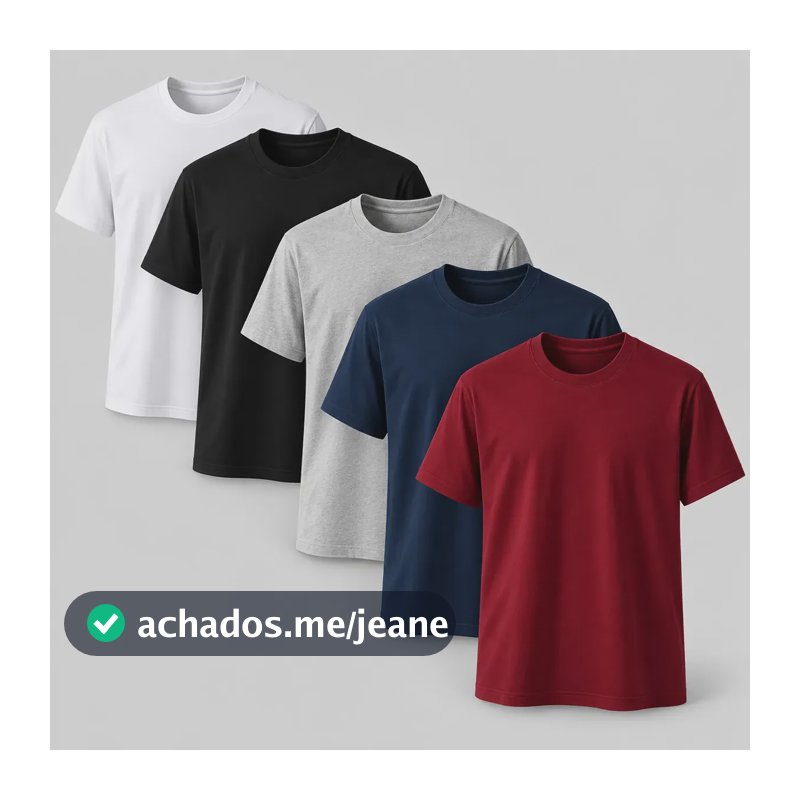 Kit 5 Camisetas Basica Algodão Lisas Gola Redonda Regular Sortidas Gg