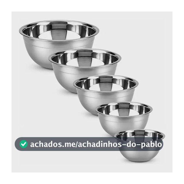 Kit 5 Tigelas Bowls Em Aço Inox Saladeira Alta Qualidade Inox