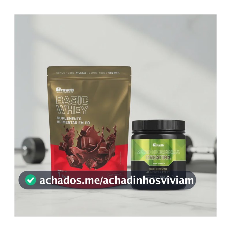 Kit Growth: Whey Protein Basic Chocolate 1kg + Creatina Monohidratada 250g