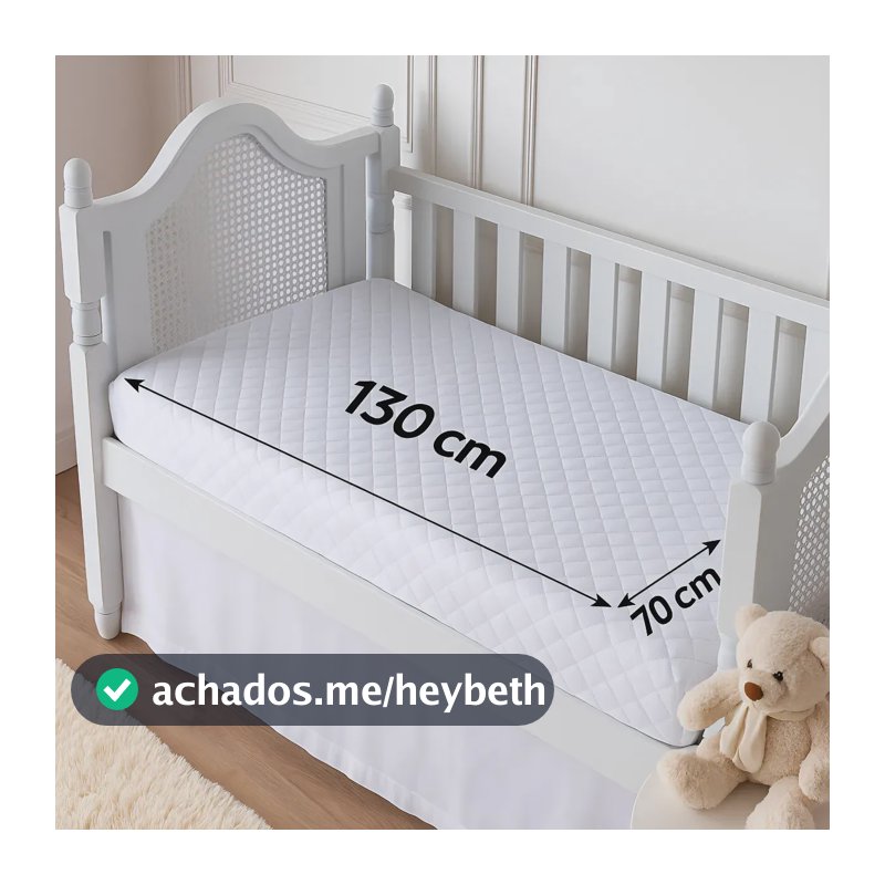 Protetor De Colchão Impermeável Berço Americano Quadriculado Branco