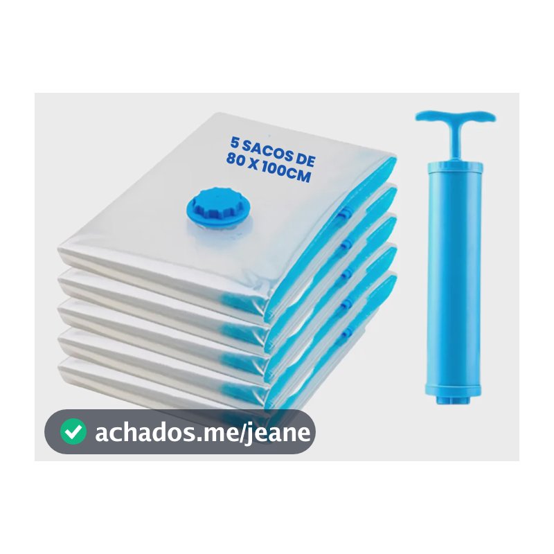 Saco A Vácuo 80x100 5un Edredom + Bomba Organizador Mala
